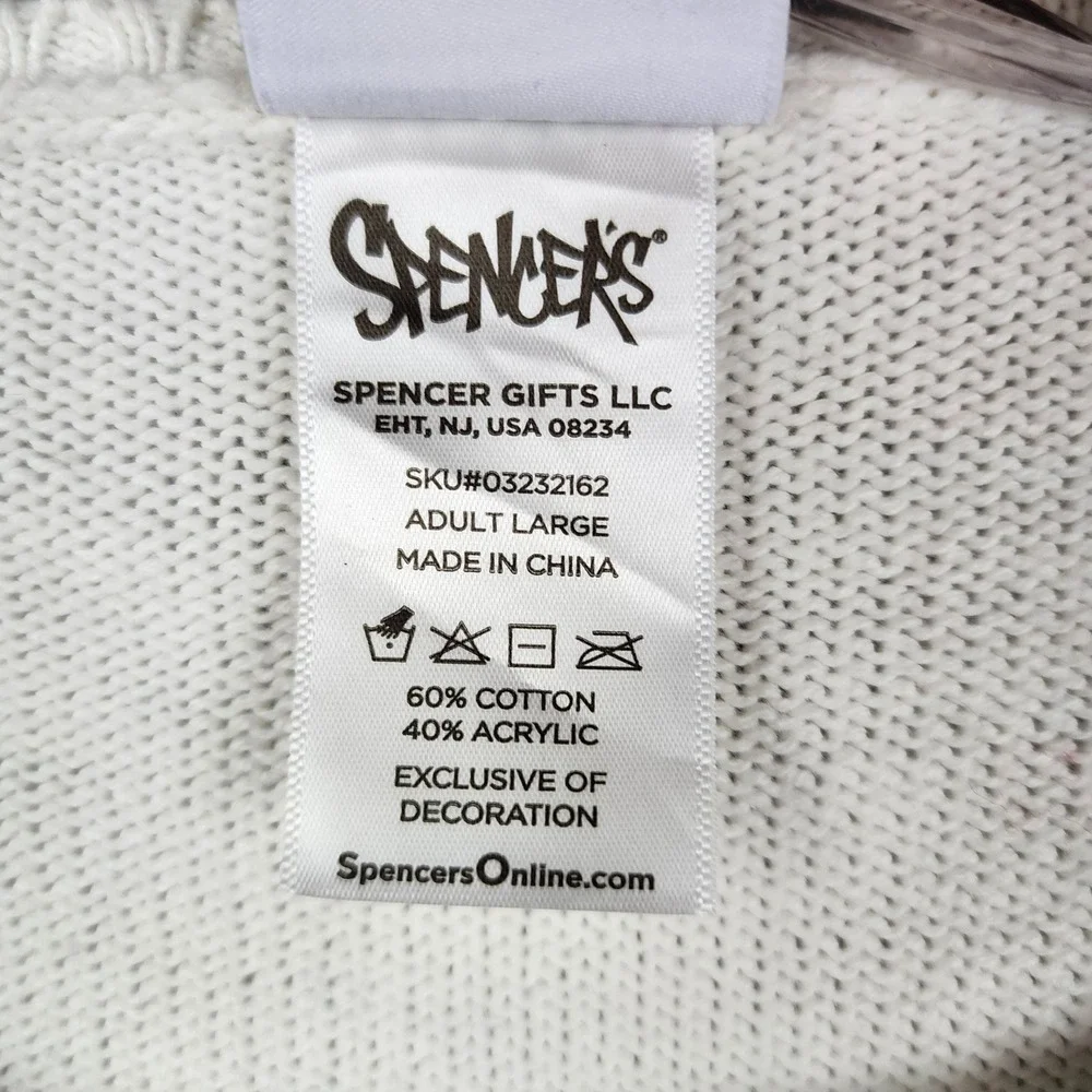Spencer's Ugly Christmas Sweater Women Large White Dat Ass Doe Reindeer Pom Poms